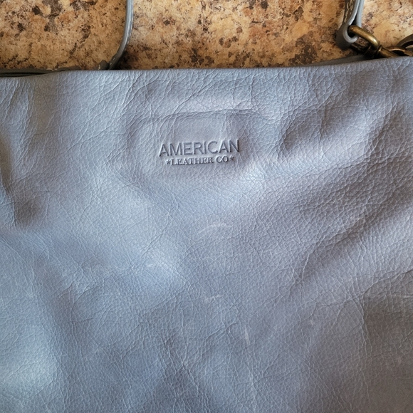 American Leather Co. Blue Shoulder Purse - Picture 3 of 12